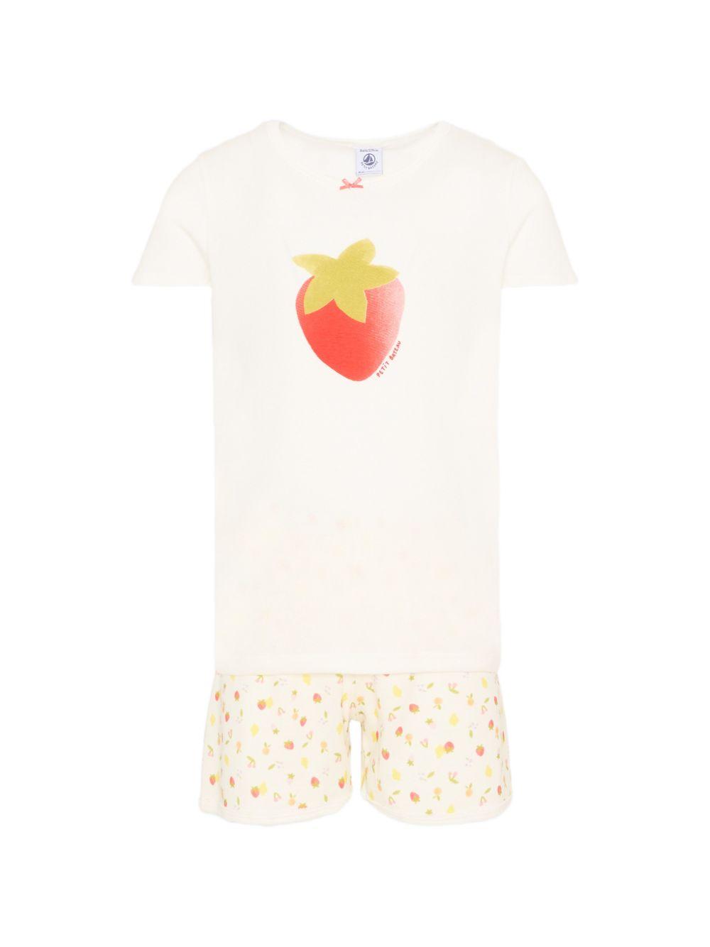 Pigiama per bambina Petit Bateau bianco con stampa fragola A0FD1 01 PETIT BATEAU KIDS 