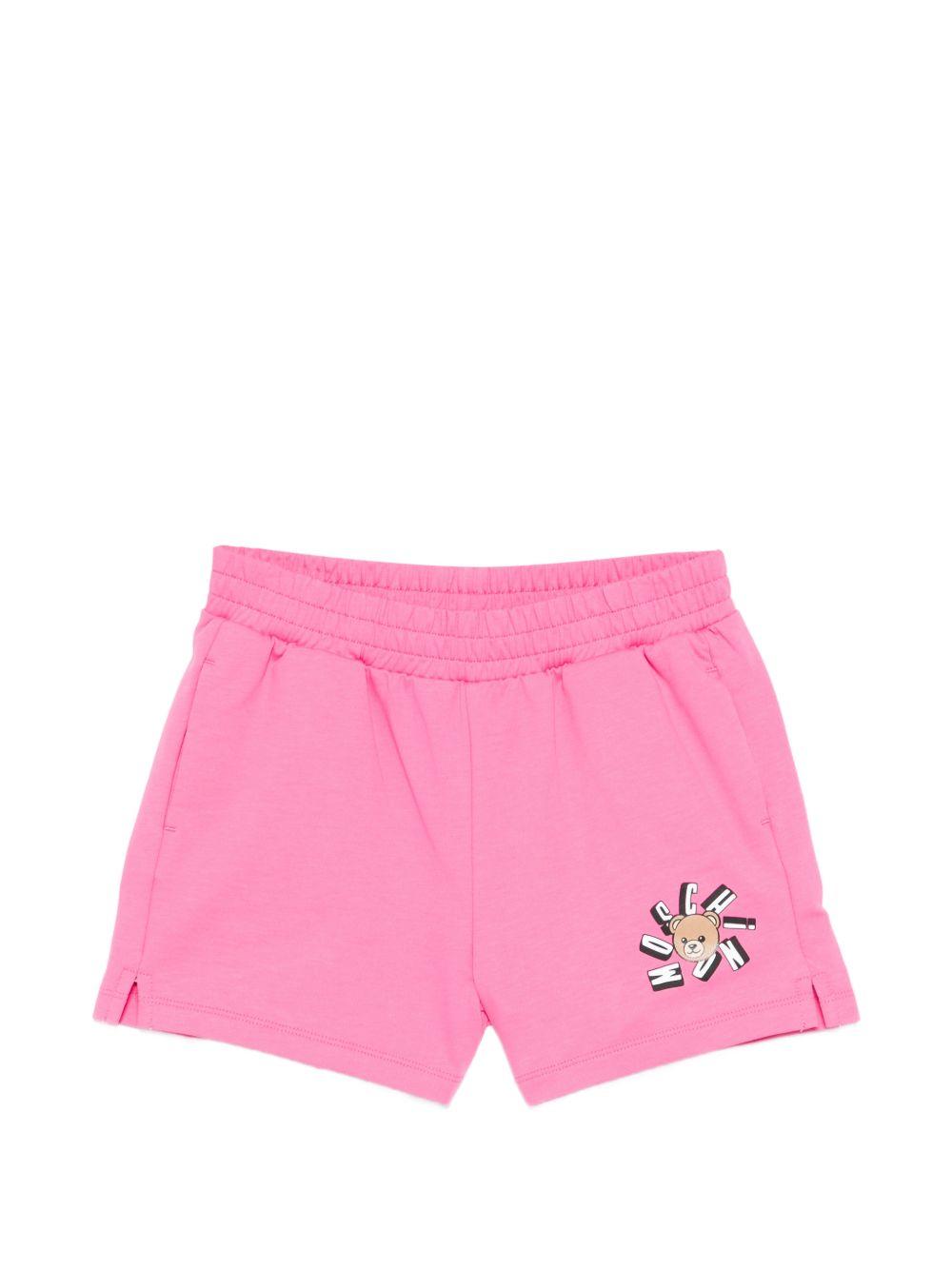Shorts per bambina Moschino Kids rosa con stampa Teddy Bear HDQ025LCA19 50533 MOSCHINO KIDS 