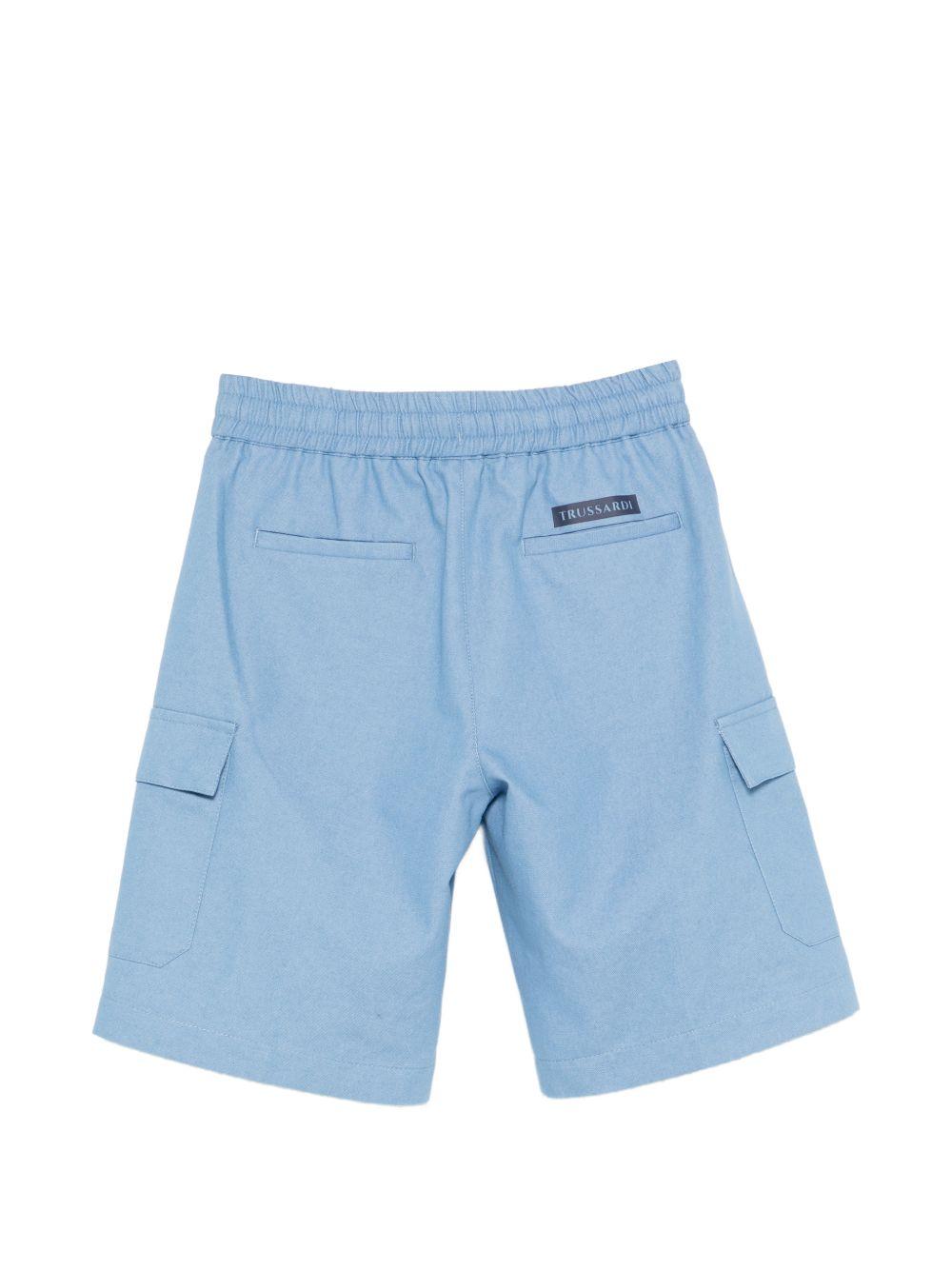 Shorts cargo per bambino TRUSSARDI JUNIOR azzurro con coulisse TBP26060BE D.BLUE B.A TRUSSARDI KIDS 