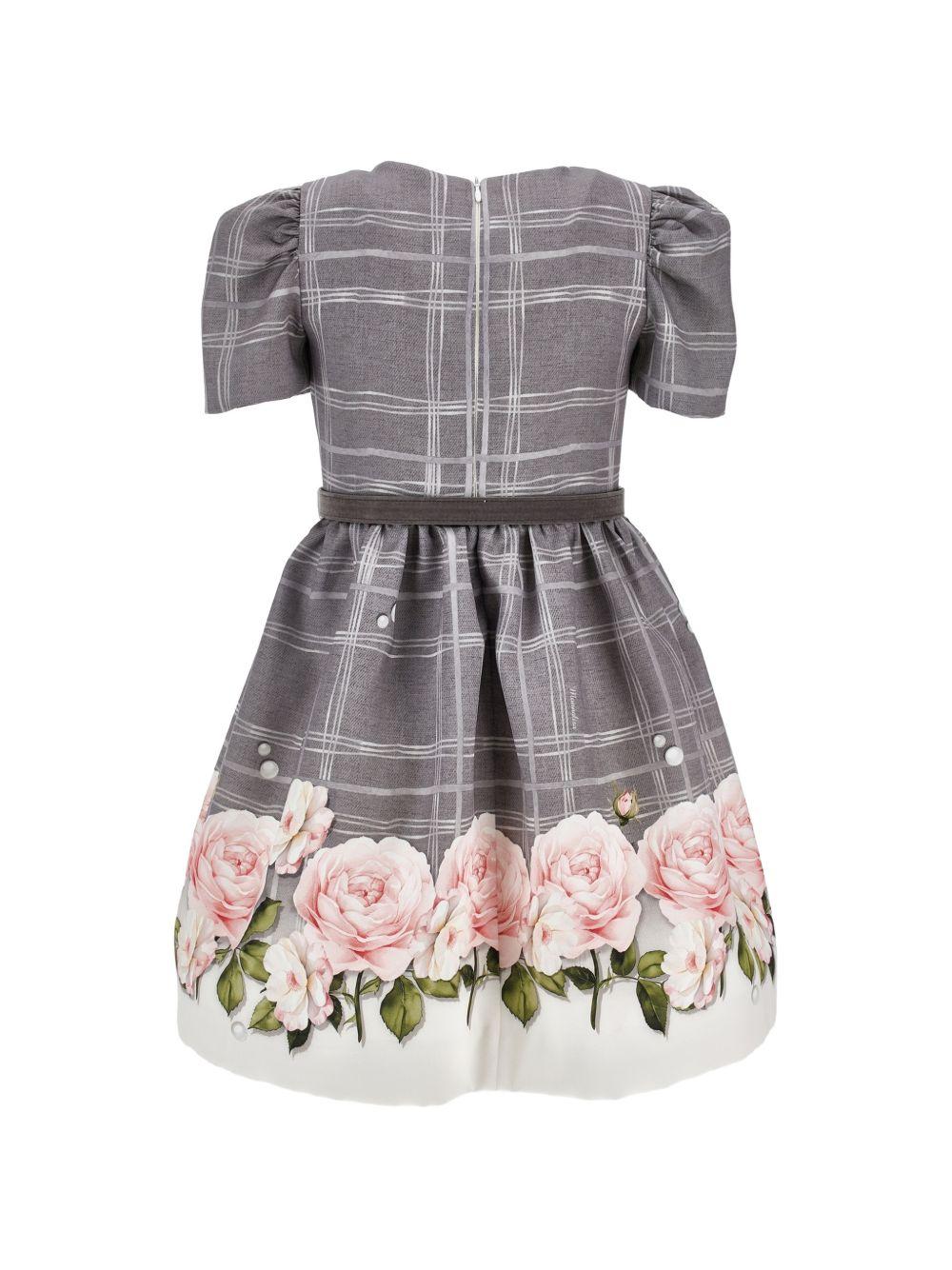 Abito per bambina Monnalisa Kids grigio con stampa grafica fiori 71H901 8662 0032 MONNALISA KIDS 