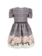 Abito per bambina Monnalisa Kids grigio con stampa grafica fiori 71H901 8662 0032 MONNALISA KIDS 