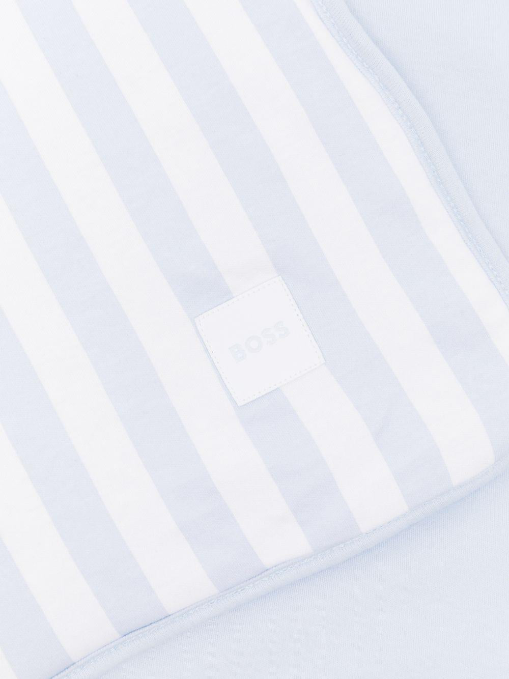 Coperta per neonato Boss Kids azzurra con design a righe J53093 771 BOSS KIDS 