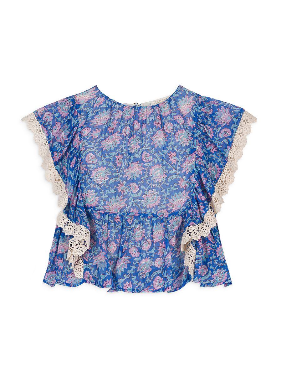 Blusa per bambina Louise Misha Kids blu con stampa grafica all-over GRI-S25-B0165 BLUE LOUISE MISHA KIDS 