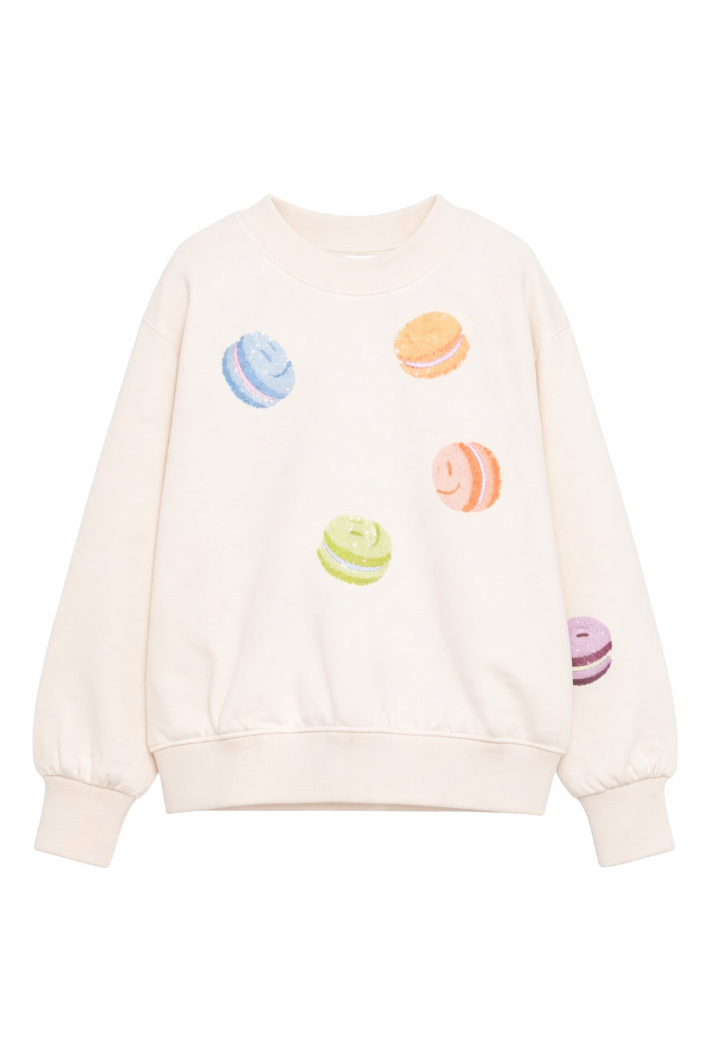 Felpa per bambina Molo beige decorata con macaron 2S26J210 9871 MOLO 