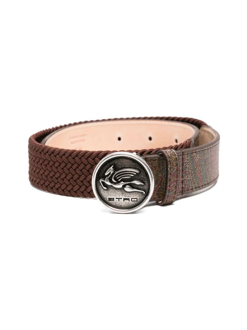 Cintura per bambino Etro Kids marrone con fibbia con Pegaso GX0P21 B0082 999 ETRO KIDS 