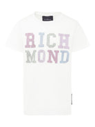 T-shirt per bambina John Richmond Junior bianco con logo e orlo dritto RGP25205TS WHITE JOHN RICHMOND JUNIOR 