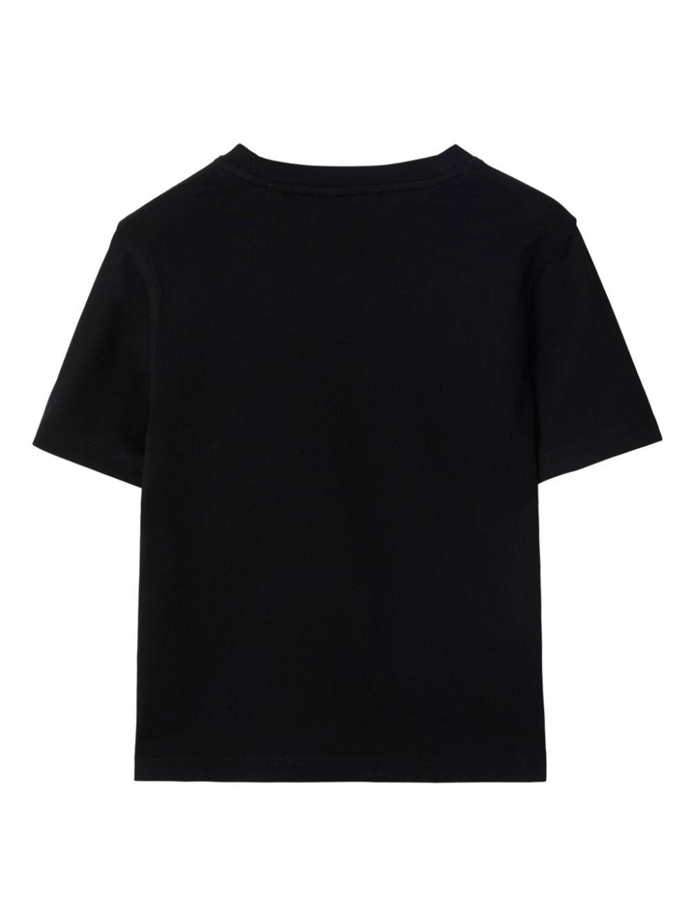 T-shirt per bambino Burberry Kids nero con toppa a quadri Vintage Check 8096554 A1189 BURBERRY KIDS 