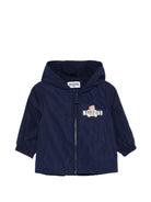 Giacca antipioggia per neonato Moschino Kids blu con stampa Teddy Bear MUS033L3A39 40016 MOSCHINO KIDS 