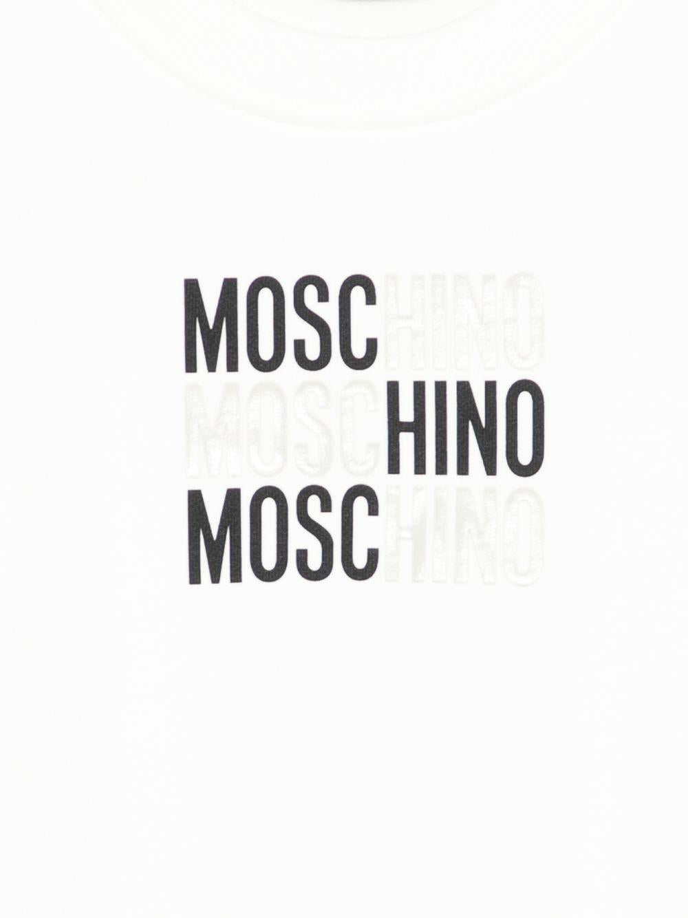 Felpa da bambino Moschino Kids bianca con stampa logo HRF078LCA32 10063 MOSCHINO KIDS 