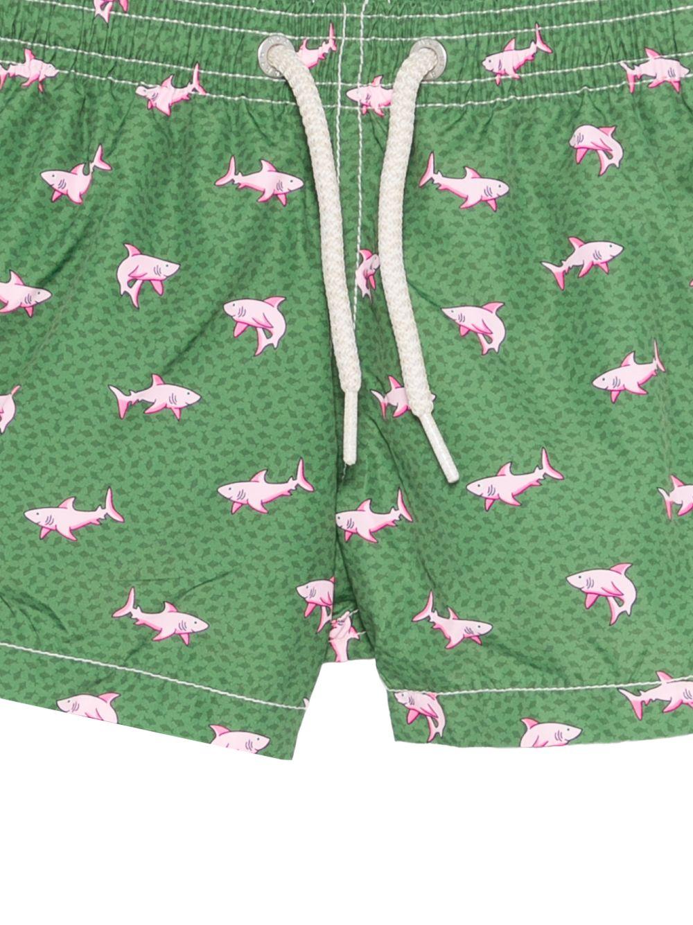 Costume da bagno per bambino MC2 Saint Barth Kids verde con stampa grafica squali JEA0004 02149L MC2 ST. BARTH KIDS 