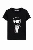 T-shirt per bambina Karl Lagerfeld Kids nera con dettaglio grafico Z31160 09B KARL LAGERFELD KIDS 