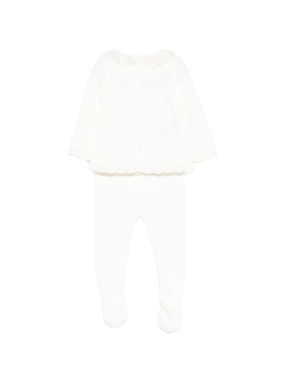 Set maglia con pantaloni per neonata Paz Rodriguez avorio con finitura in pizzo 103-123230 6062 PaZ RODRIGUEZ 