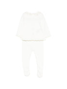 Set maglia con pantaloni per neonata Paz Rodriguez avorio con finitura in pizzo 103-123230 6062 PaZ RODRIGUEZ 
