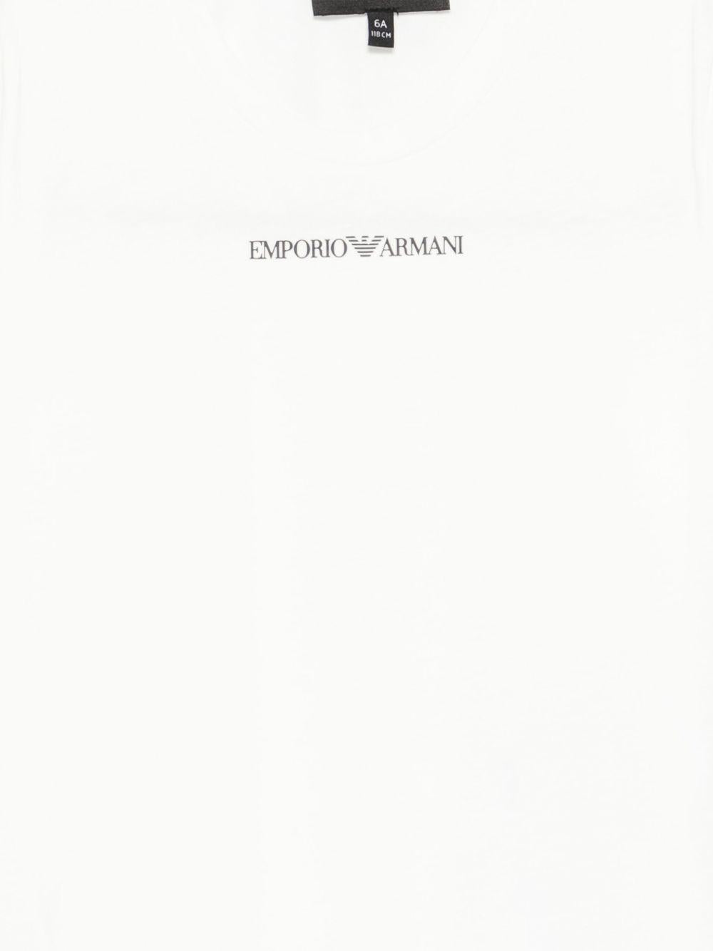 T-shirt per bambino Emporio Armani Kids bianca con logo sul davanti EB000421 AF15013 M0135 EMPORIO ARMANI KIDS 