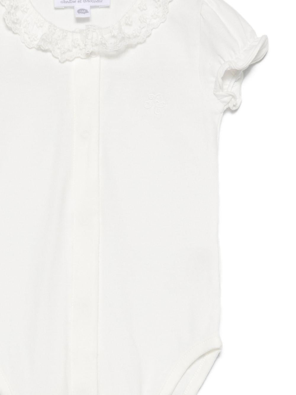 Tutina per neonata Tartine Et Chocolat bianca con colletto in pizzo CC11000 13 TArtine & Chocolat KIDS 