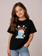 T-shirt per bambini Moschino Kids nera con stampa grafica HRM05WLAA10 60100 MOSCHINO KIDS 