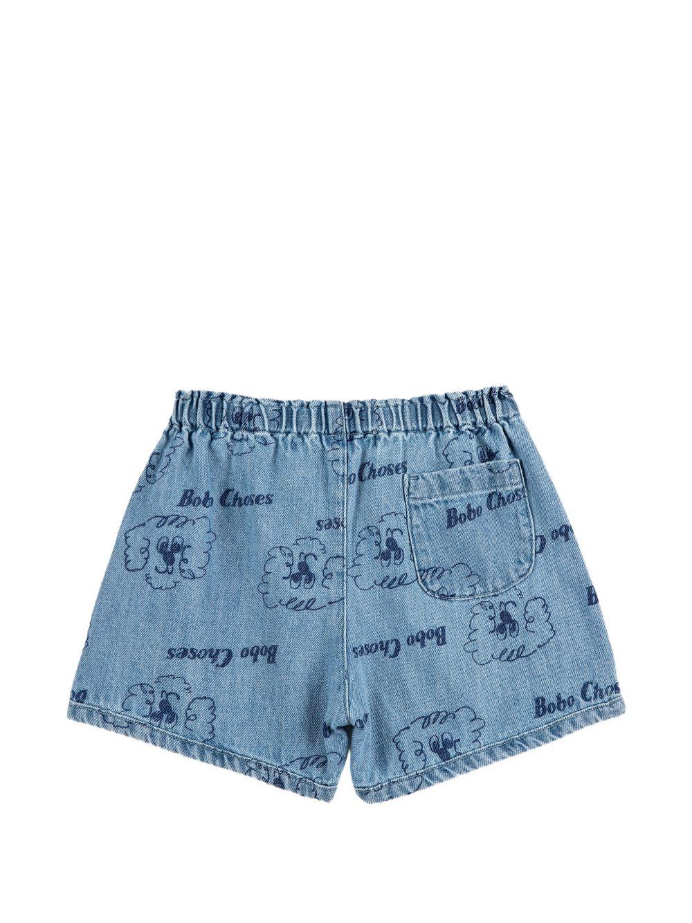 Shorts per neonato Bobo Choses denim con stampa grafica all-over B126AB057 461 BOBO CHOSES KIDS 