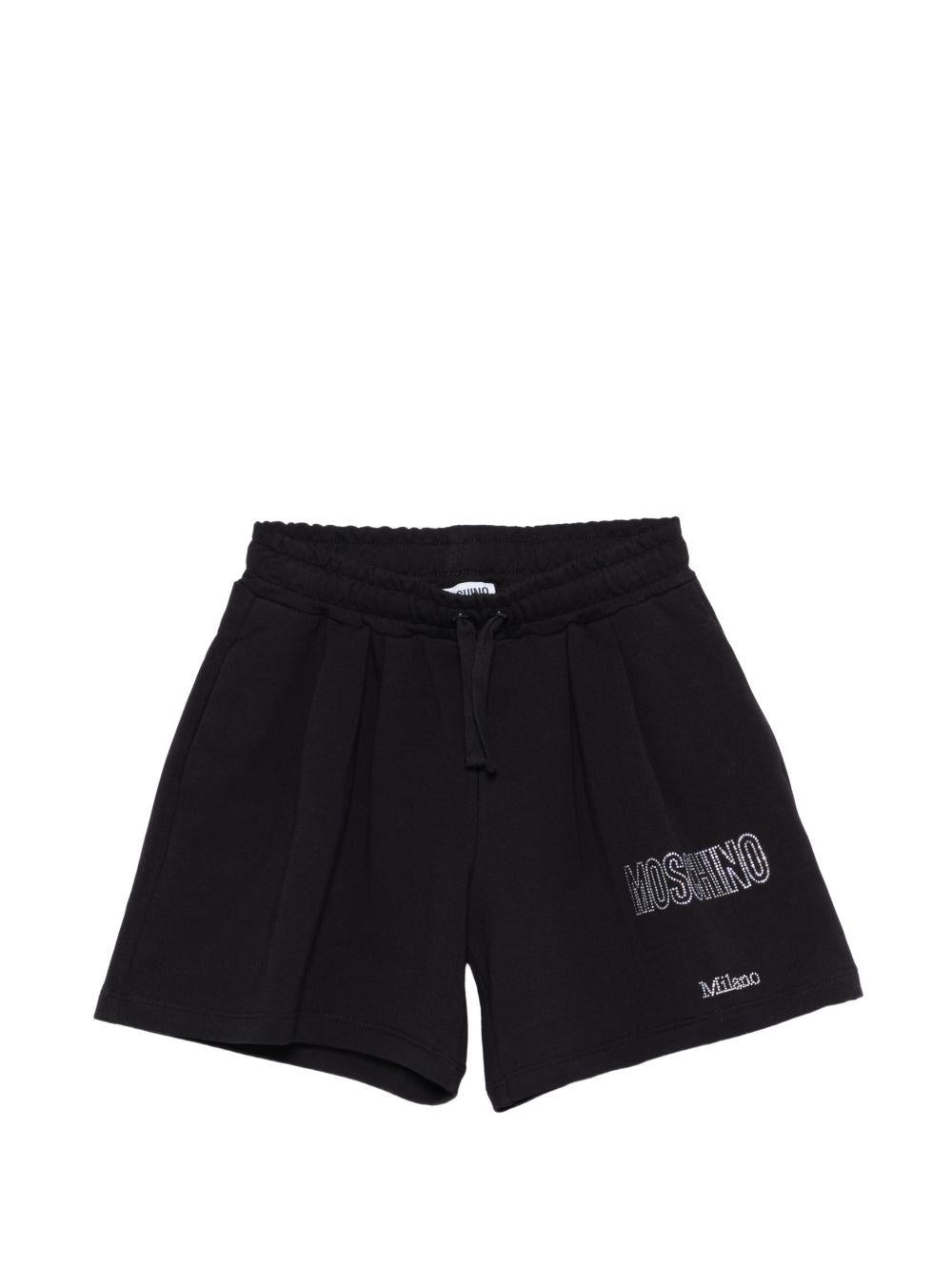 Shorts per bambina Moschino Kids neri con dettagli in strass HDQ020LDA25 60100 MOSCHINO KIDS 