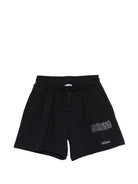 Shorts per bambina Moschino Kids neri con dettagli in strass HDQ020LDA25 60100 MOSCHINO KIDS 
