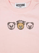 T-shirt per neonata Moschino Kids rosa con stampa tre orsetti sul davanti MUM04OLAA24 50209 MOSCHINO KIDS 