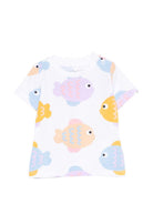 T-shirt per neonati Stella McCartney Kids bianca con stampa grafica pesciolini TY8081 Z3573 100MC STELLA McCARTNEY KIDS 