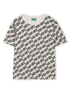 T-shirt per bambino Kenzo Kids bianco con stampa con logo all-over K61143 117 KENZO KIDS 