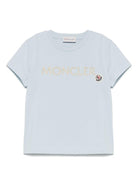 T-shirt per bambino Moncler Enfant azzurro in cotone con logo K19548C0001389AT9 70E MONCLER ENFANT 