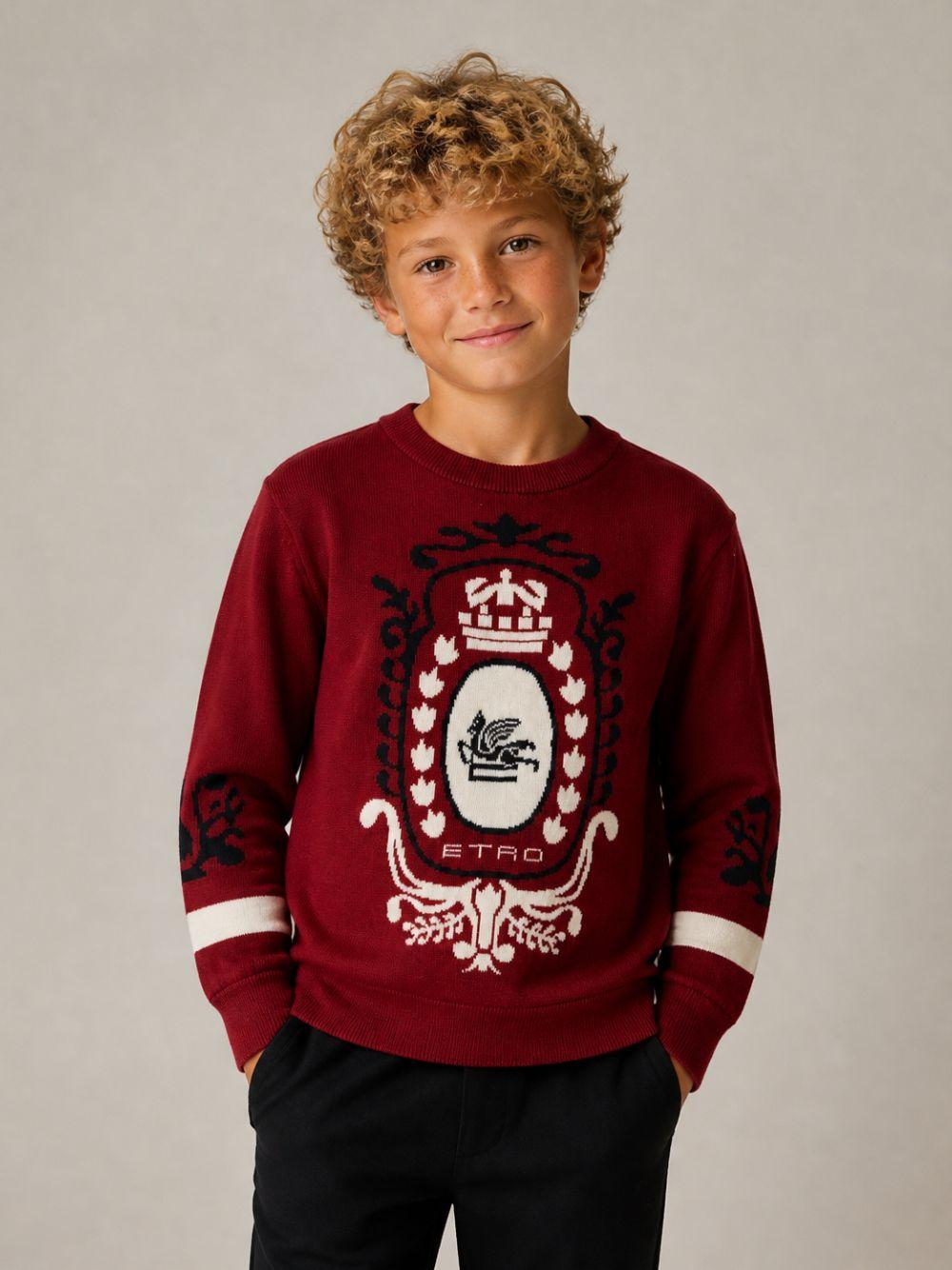 Maglione per bambino Etro Kids rosso con motivo Pegaso ricamato GZ9P00 Z4117 418 ETRO KIDS 