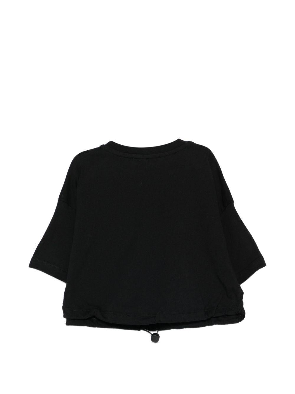 T-shirt per bambina MSGM Kids nera con orlo con coulisse S6MSJGTH106 110 MSGM KIDS 