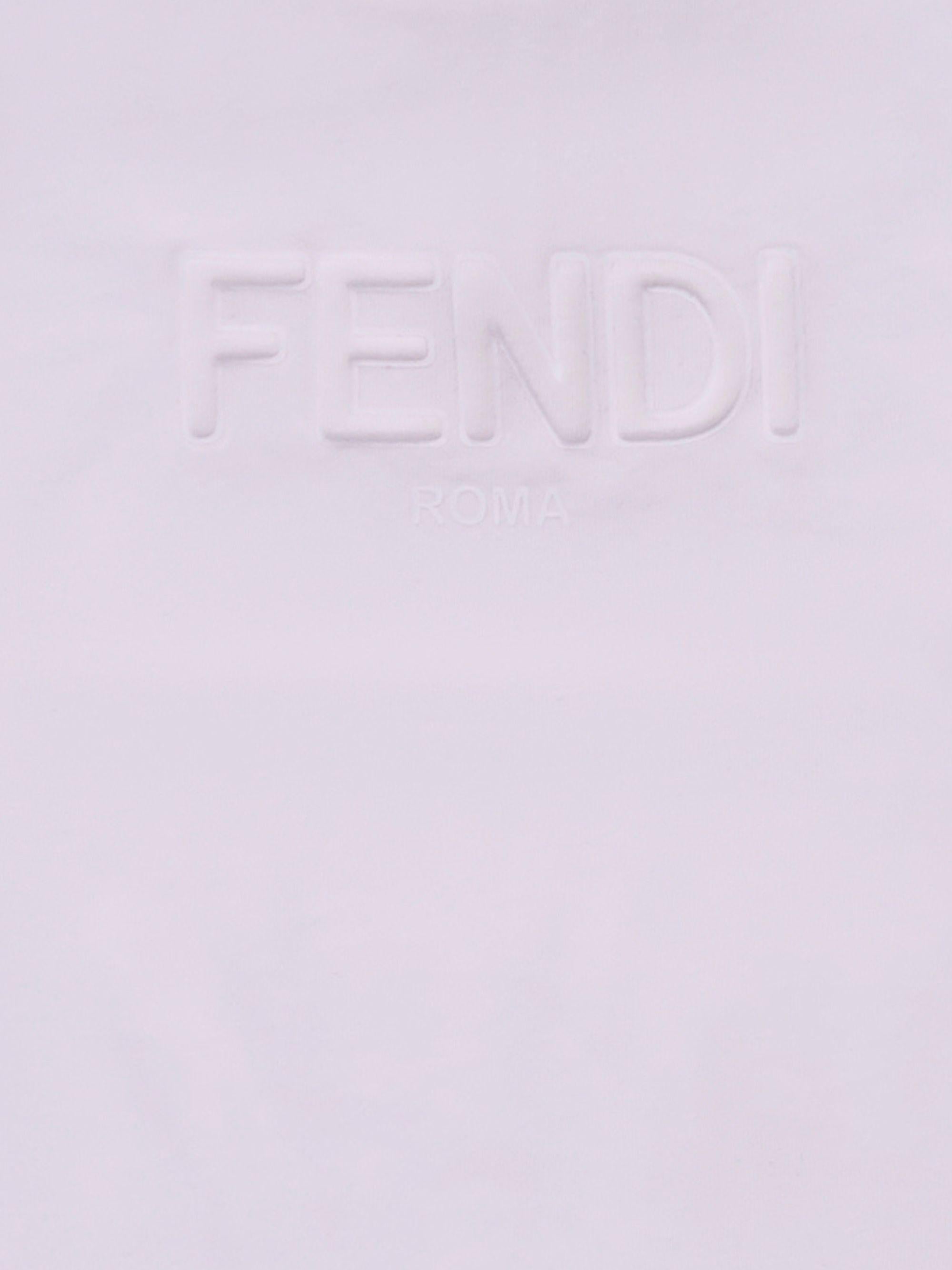 T-shirt per neonato Fendi Kids bianca con logo sul davanti BUI110 7AJ F0TU9 FENDI KIDS 