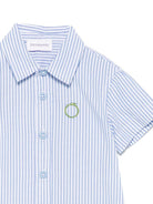 Camicia per neonato Trussardi Junior azzurro a righe con colletto classico e fibbia frontale TIP25038CA DUST BLUE TRUSSARDI KIDS 