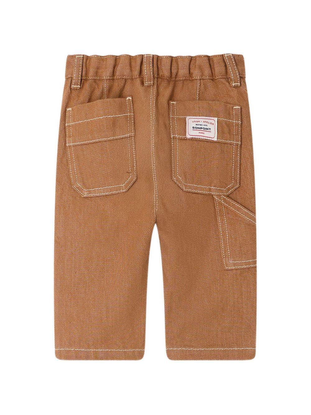Pantaloni Gaspar per neonato Bonpoint marroni con tappa con logo S06YPAW00002 068A BONPOINT KIDS 