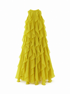 Abito per bambina Maison Ava Kids giallo con design drappeggiante MA SS26 GC25 MUSTARD MAISON AVA KIDS 