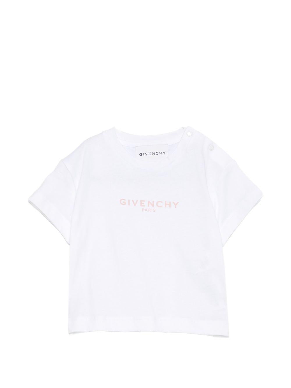 T-shirt per neonati Givenchy Kids bianca con logo sul davanti H31379 10P GIVENCHY KIDS 