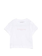 T-shirt per neonati Givenchy Kids bianca con logo sul davanti H31379 10P GIVENCHY KIDS 