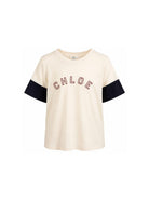 T-shirt per bambina Chloè Kids bianca con maniche a contrasto C21306 148 CHLOE' KIDS 