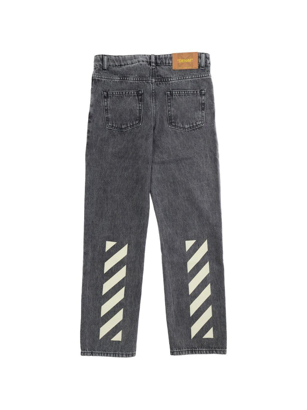 Jeans per bambino Off-White Kids neri con design a cinque tasche 44BYA005S26D001 031 OFF WHITE KIDS 