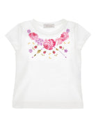 T-shirt per bambina Monnalisa bianca con stampa a fiori 11G605 7201 0099 MONNALISA KIDS 