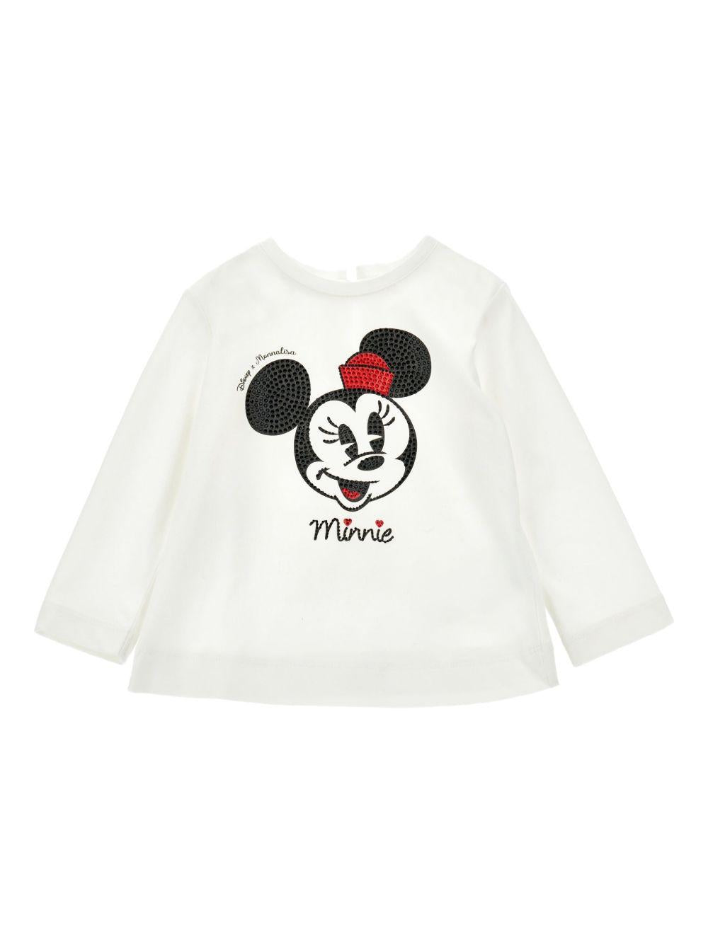 T-shirt per bambina Monnalisa bianca con stampa sul davanti 19F631NP 6005 0001 MONNALISA 