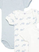 Set di tre body per neonato Petit Bateau azzurro e bianco con motivo balene A0H2F 00 PETIT BATEAU KIDS 