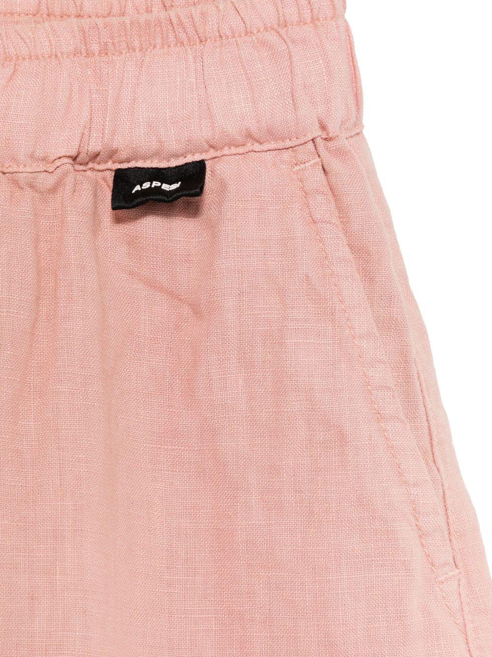 Shorts in lino per bambina Aspesi Kids rosa con mini targhetta S25010PSL6000 336 ASPESI 