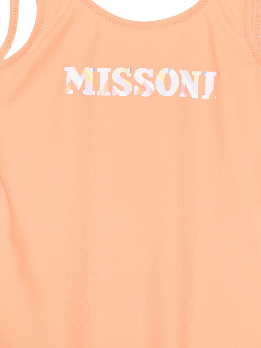 Costume intero da bambina Missoni Kids arancione con stampa logo MYCA69 Z0559 473 MISSONI KIDS 