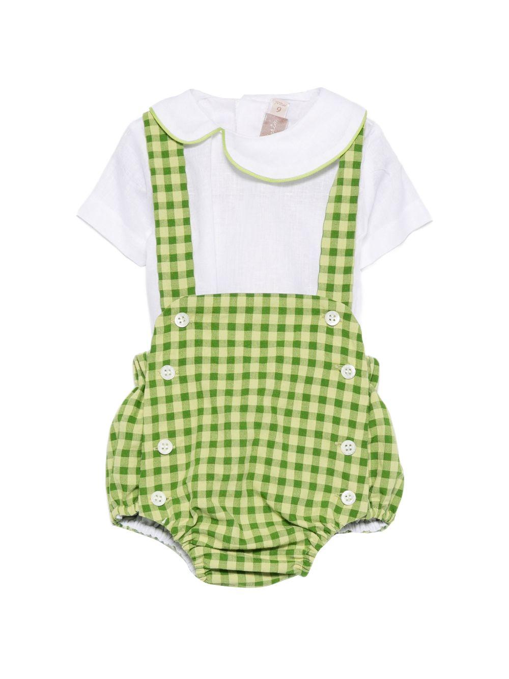 Set body e shorts per neonato La Stupenderia verde con motivo a quadretti 2TBCT53 Y53D01 LA STUPENDERIA KIDS 