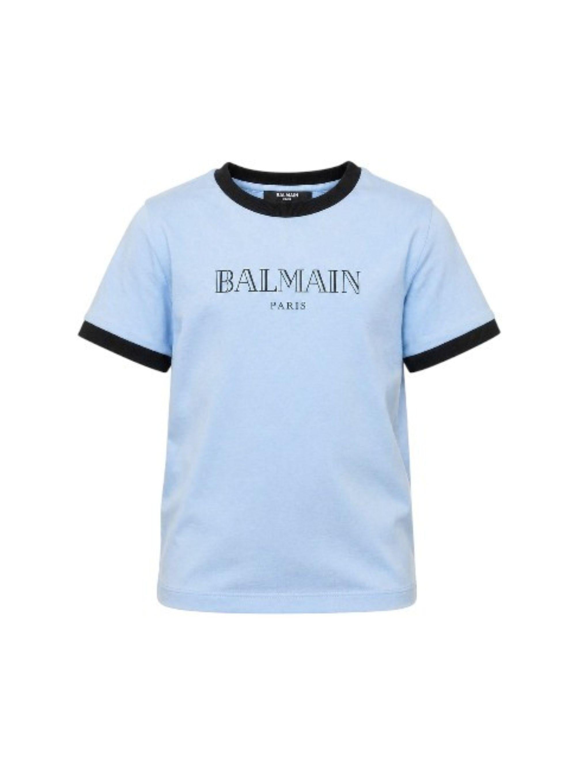 T-shirt per bambino Balmain Kids azzurra con stampa del logo sul davanti BY8P41 Z3672 652NE BALMAIN KIDS 