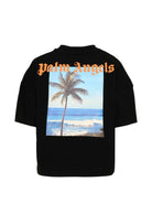 T-shirt per bambino Palm Angels Kids nera con stampa grafica sul retro PBAA002S26JER002 110 PALM ANGELS KIDS 