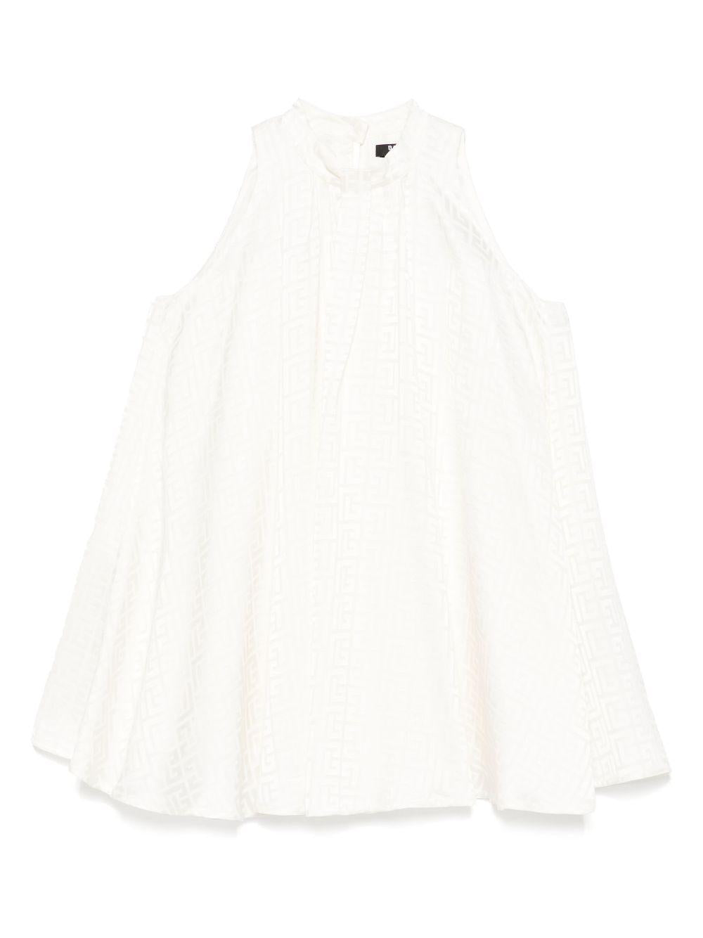 Abito per bambina Balmain Kids bianco con motivo jacquard BW1D62 S0192 102 BALMAIN KIDS 