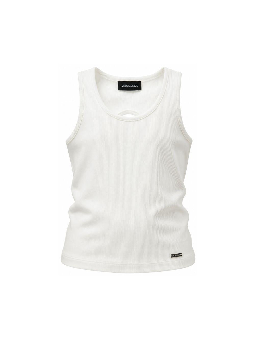 Top per bambina Monnalisa bianco a coste con dettaglio cut-out 49G600 7041 0001 MONNALISA KIDS 