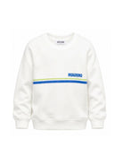 Felpa per bambino Moschino Kids bianca con dettaglio logo HUF09MLCA88 10063 MOSCHINO KIDS 
