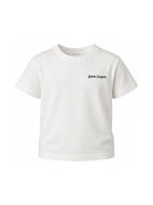 T-shirt per bambino Palm Angels Kids bianca con logo sul davanti PBAA003S26JER002 002 PALM ANGELS KIDS 