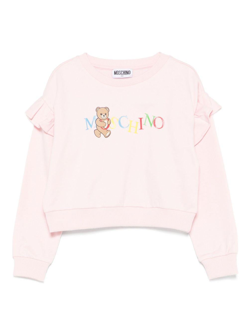 Felpa per bambina Moschino Kids rosa con ruches HDF06DLCA60 50209 MOSCHINO KIDS 